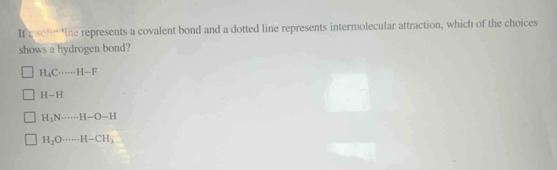 if a solid line represents a covalent bond and a dotted line represents…