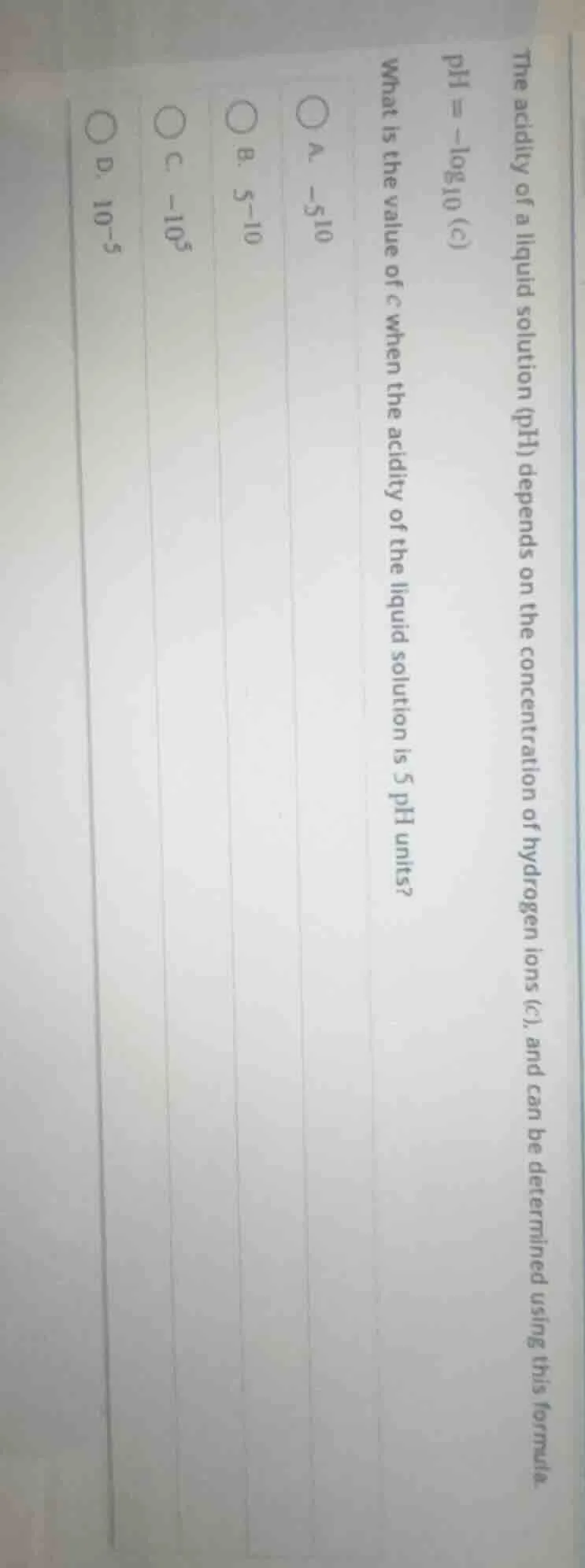 the acidity of a liquid solution (ph) depends on the concentration of h…