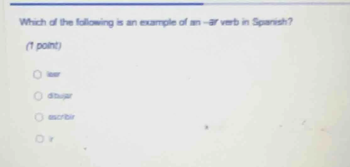 which of the following is an example of an -ar verb in spanish? (1 poin…