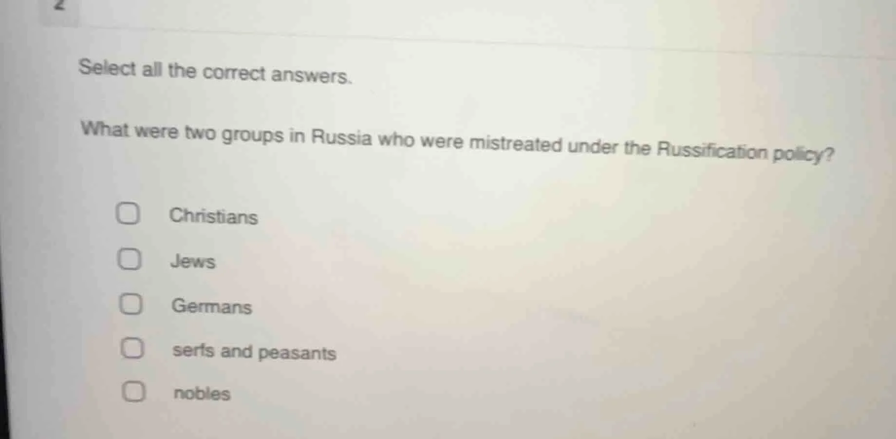 select all the correct answers. what were two groups in russia who were…