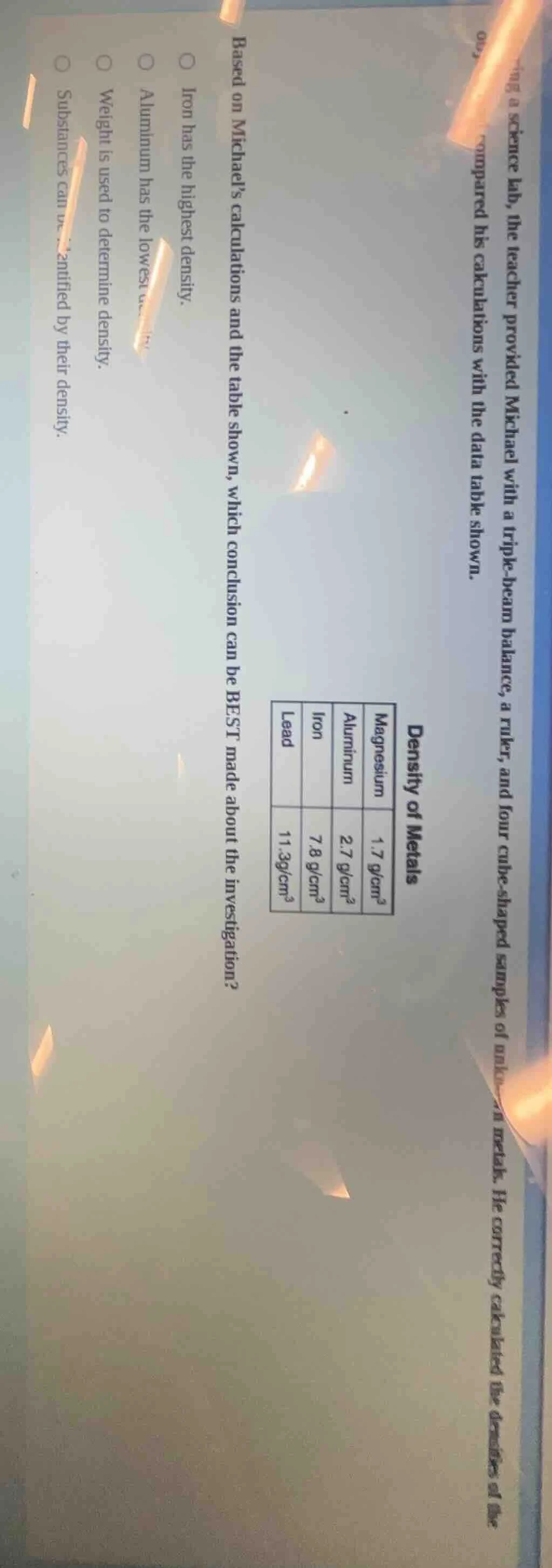 in a science lab, the teacher provided michael with a triple - beam bal…