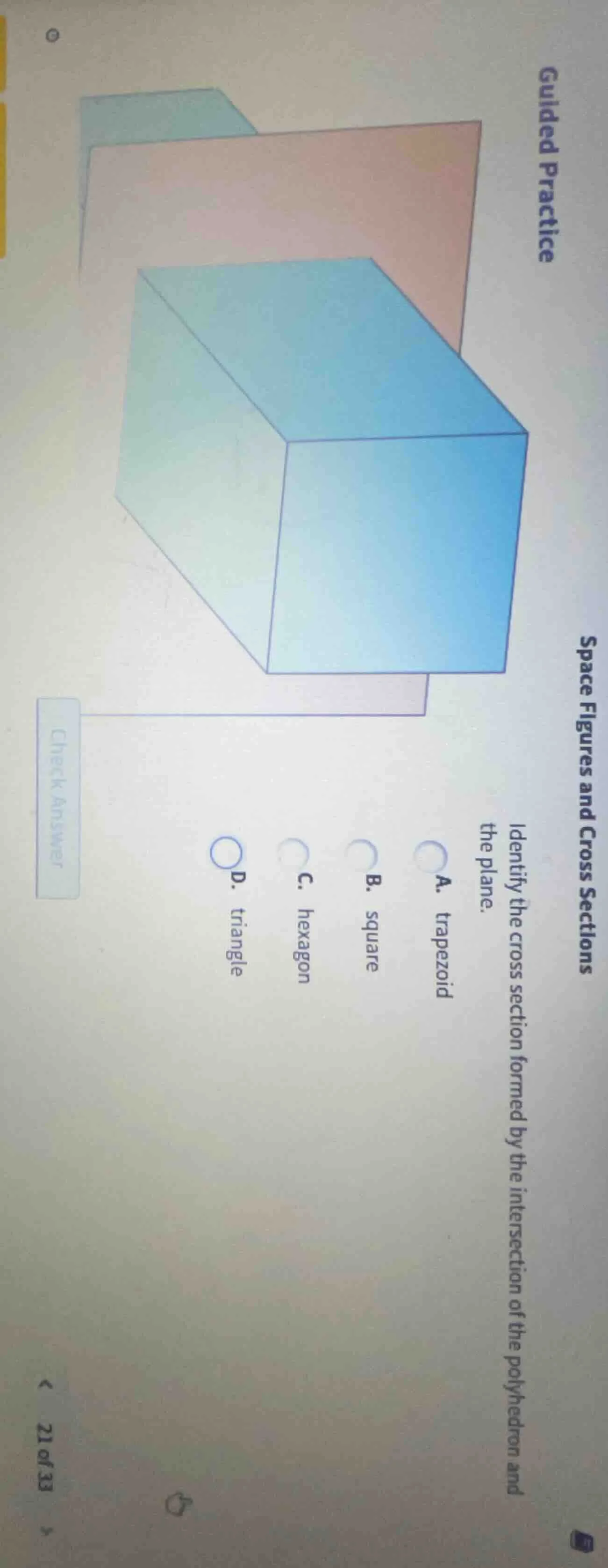guided practice space figures and cross sections identify the cross sec…