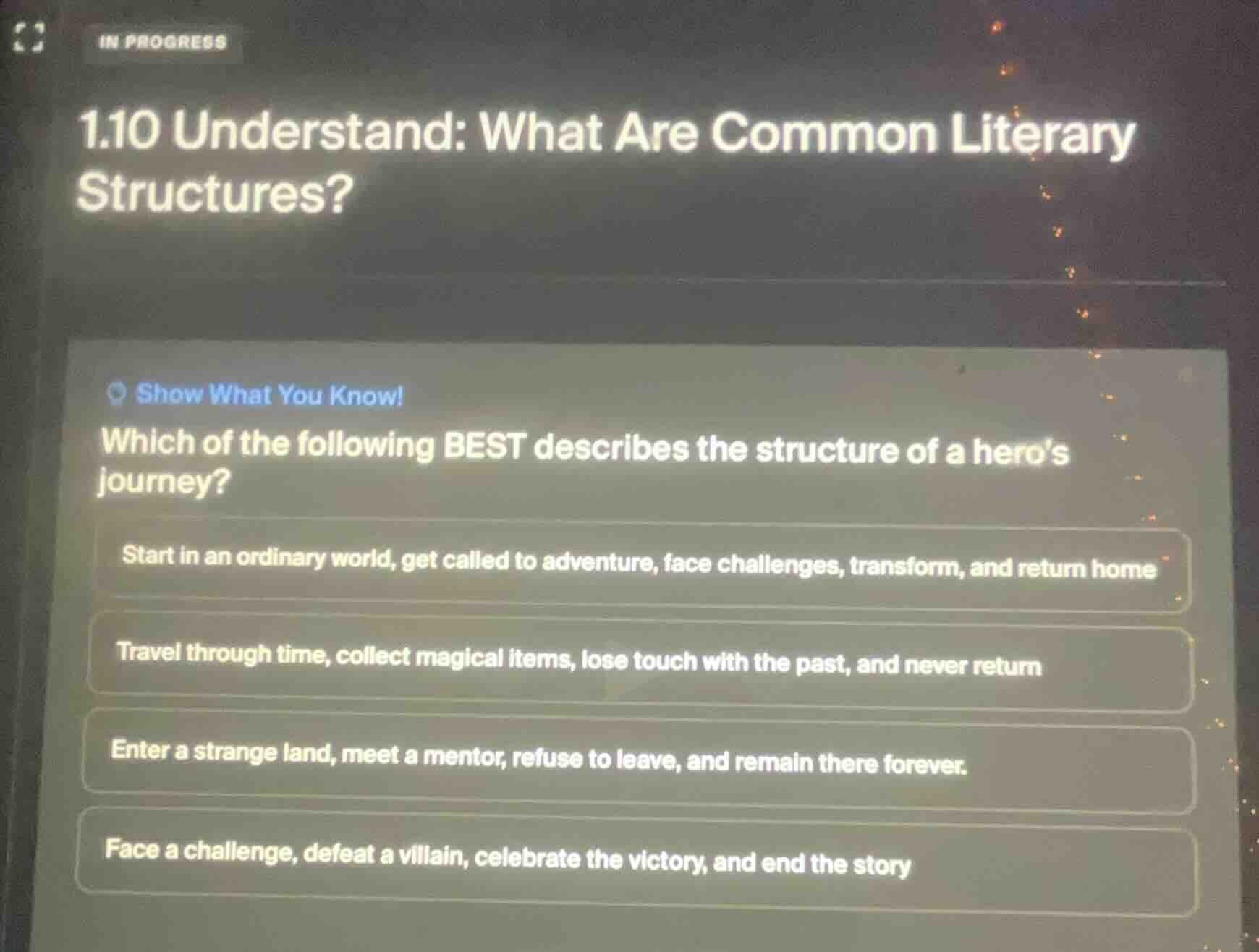 1.10 understand: what are common literary structures? show what you kno…