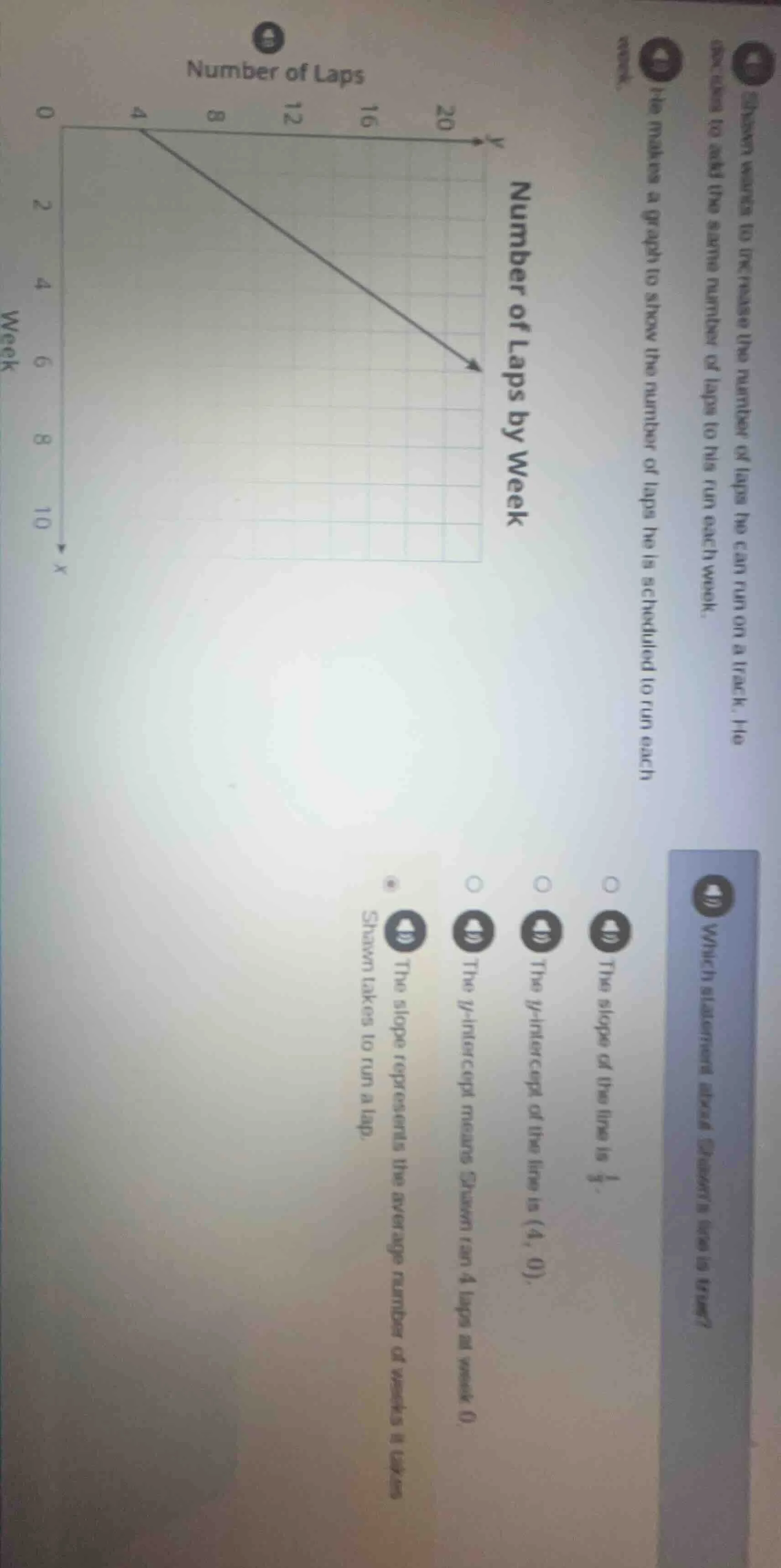 shawn wants to increase the number of laps he can run on a track. he pl…