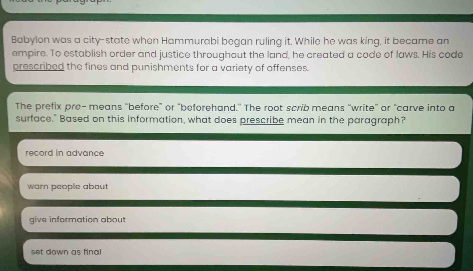 read the paragraph. babylon was a city - state when hammurabi began rul…