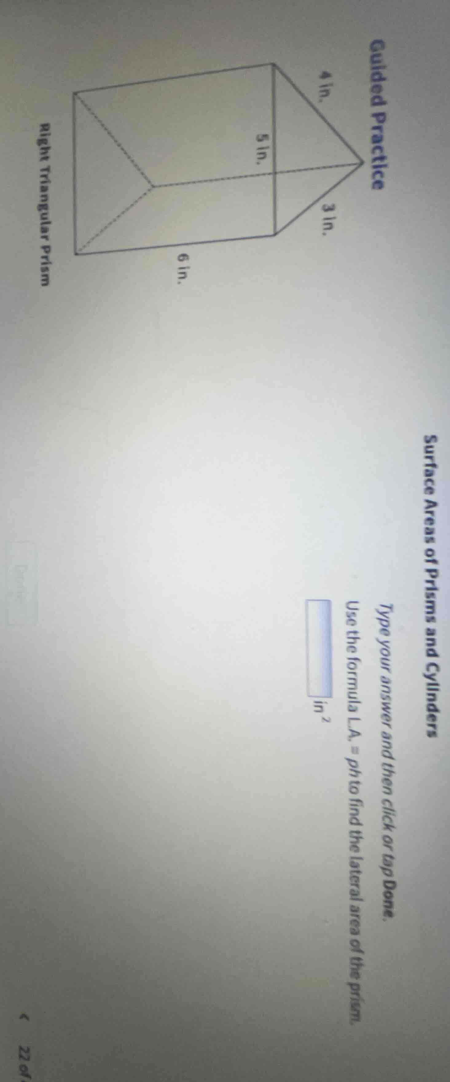 guided practice right triangular prism use the formula la = ph to find …