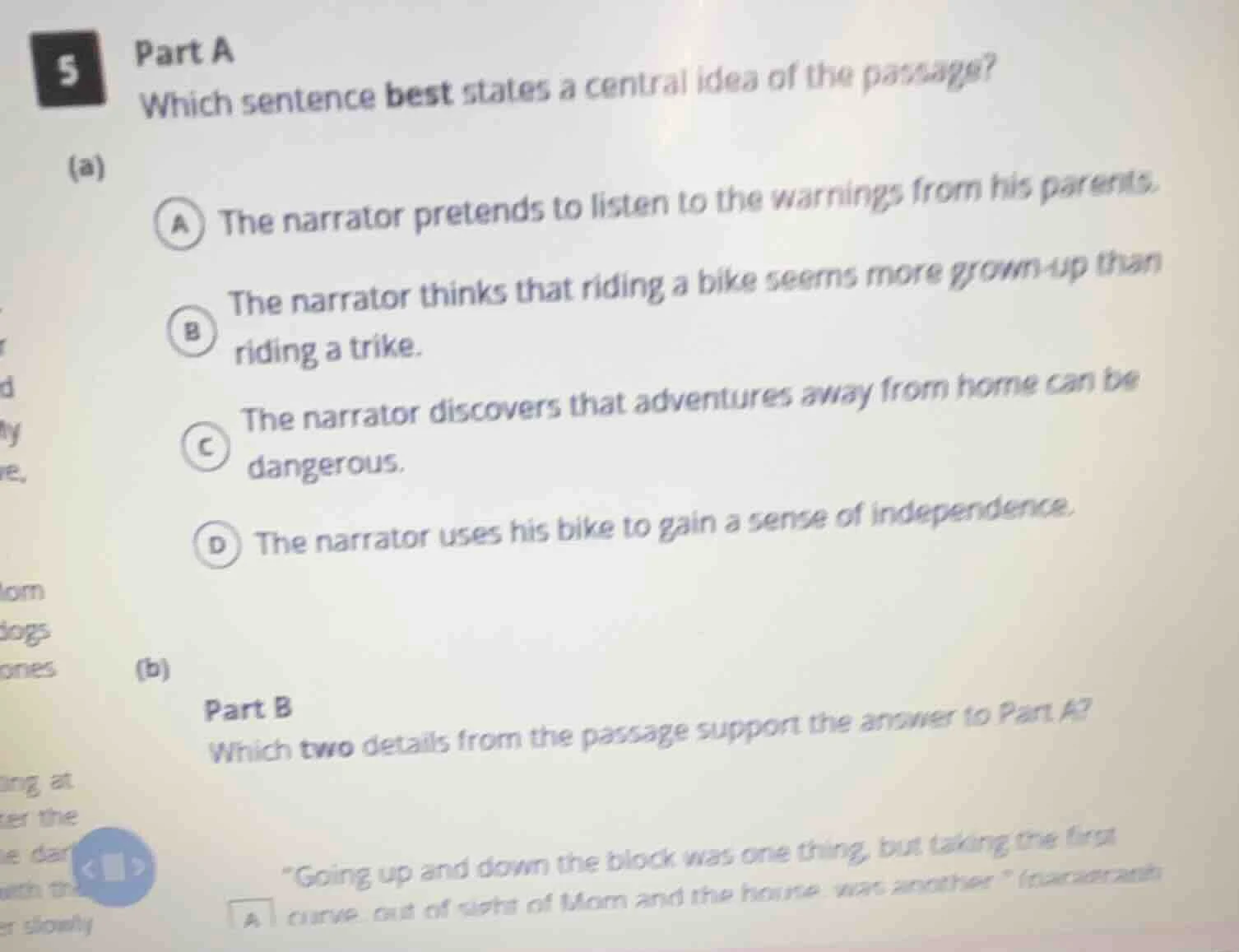 5 part a which sentence best states a central idea of the passage? (a) …