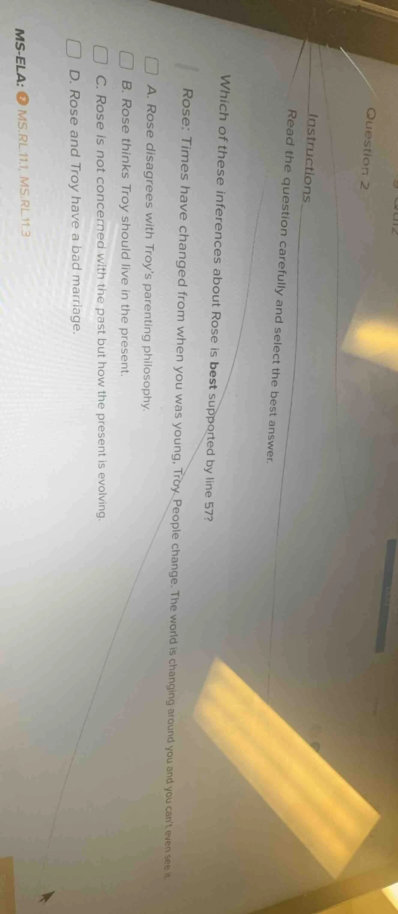 question 2 instructions read the question carefully and select the best…