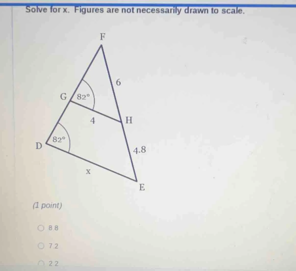 solve for x. figures are not necessarily drawn to scale. (1 point) opti…