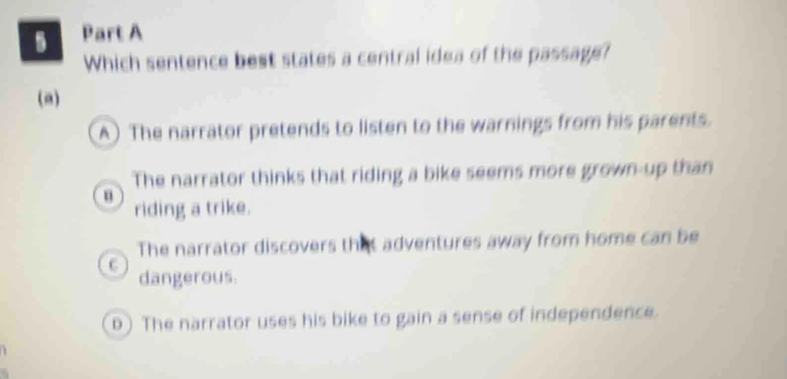 5 part a which sentence best states a central idea of the passage? (a) …