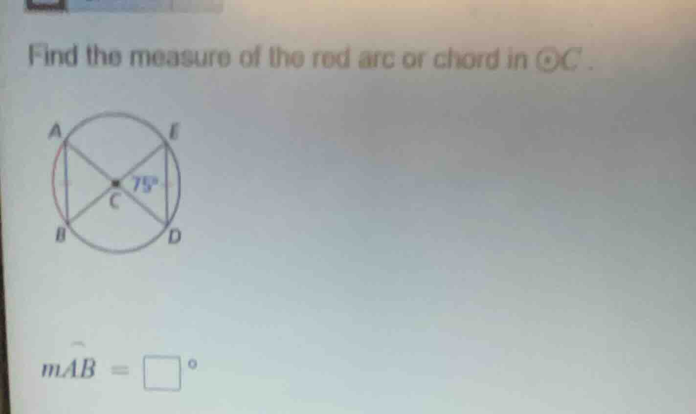 find the measure of the red arc or chord in \\(\\odot c\\). \\(m\\overa…