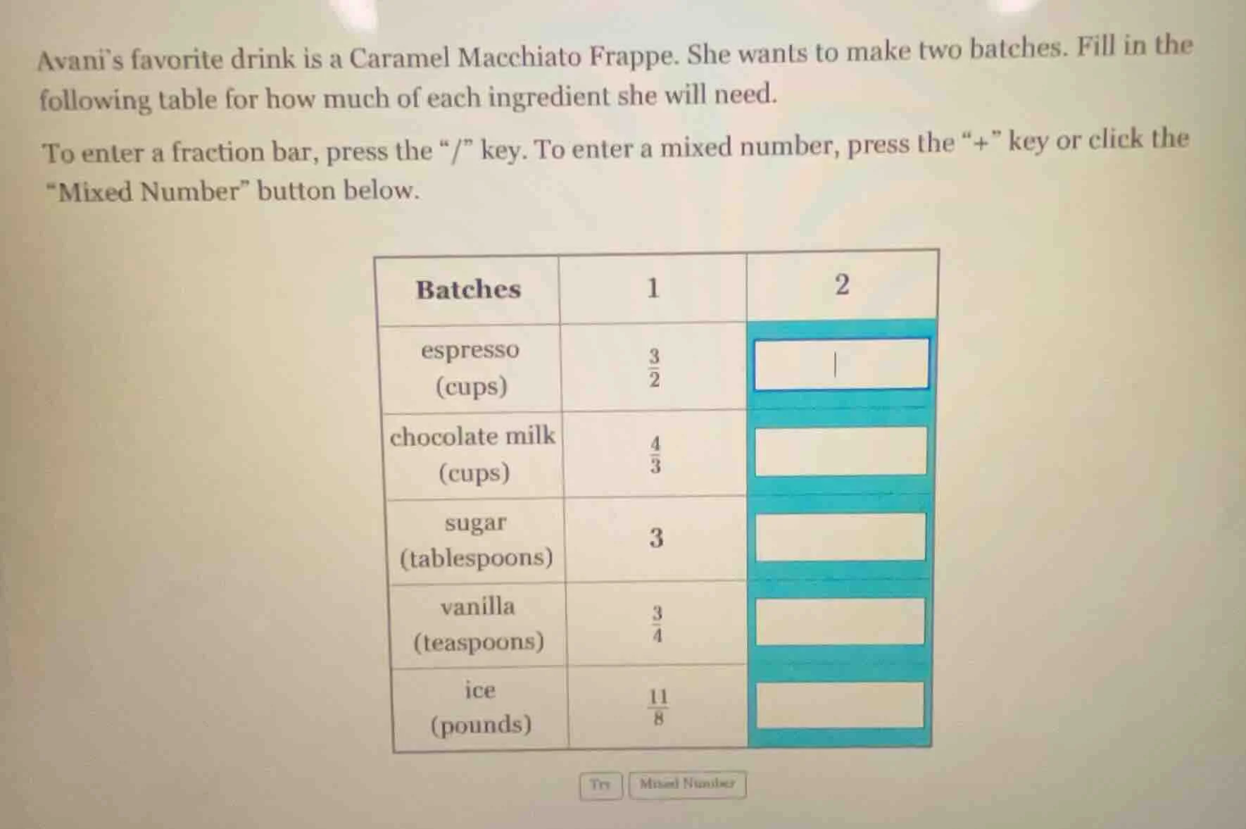 avani’s favorite drink is a caramel macchiato frappe. she wants to make…