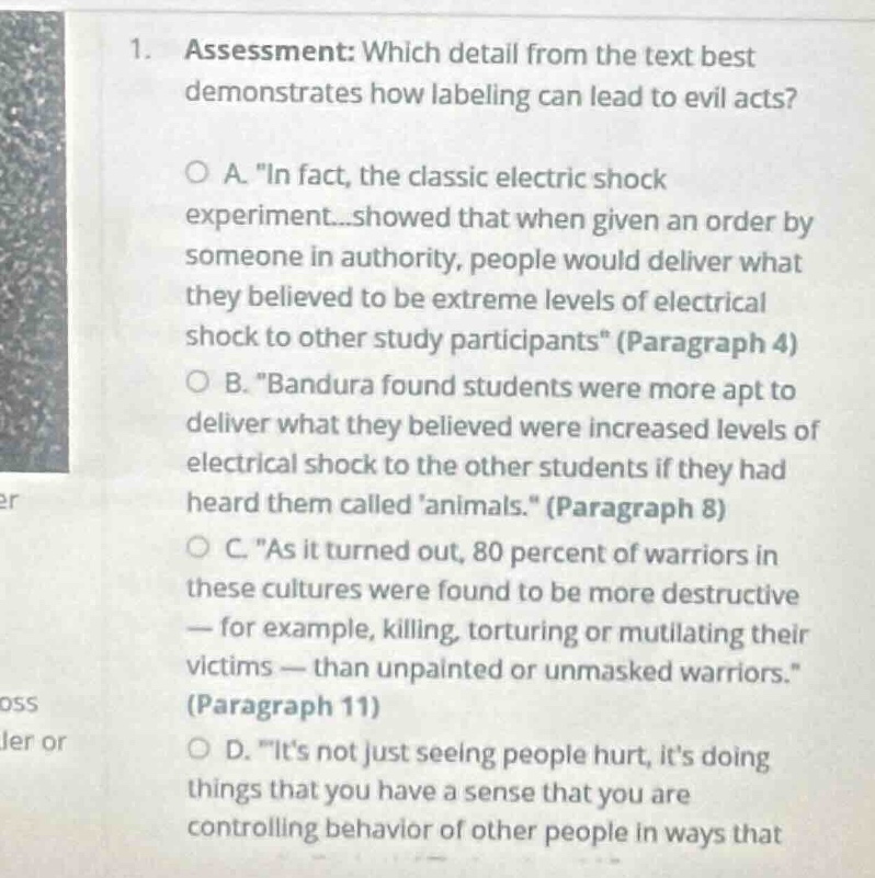 1. assessment: which detail from the text best demonstrates how labelin…