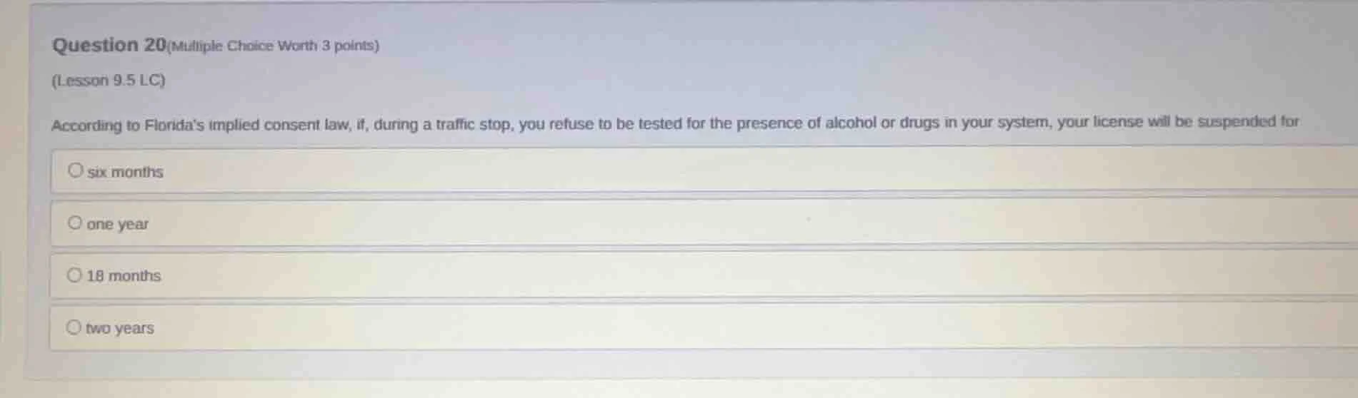 question 20 (multiple choice worth 3 points) (lesson 9.5 lc) according …