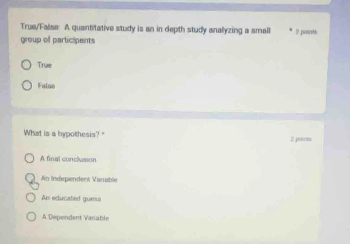 true/false: a quantitative study is an in depth study analyzing a small…