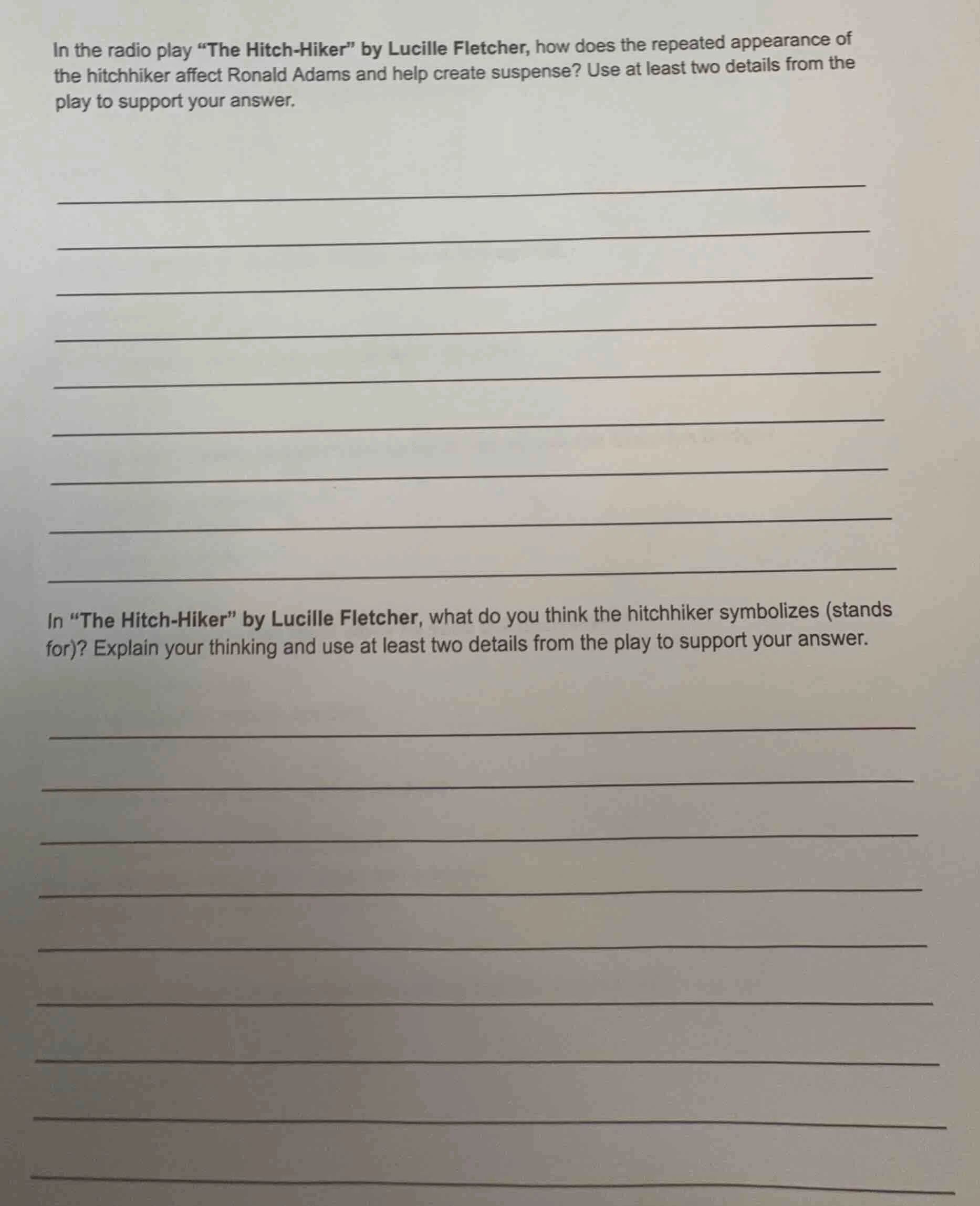 in the radio play \the hitch - hiker\ by lucille fletcher, how does the…