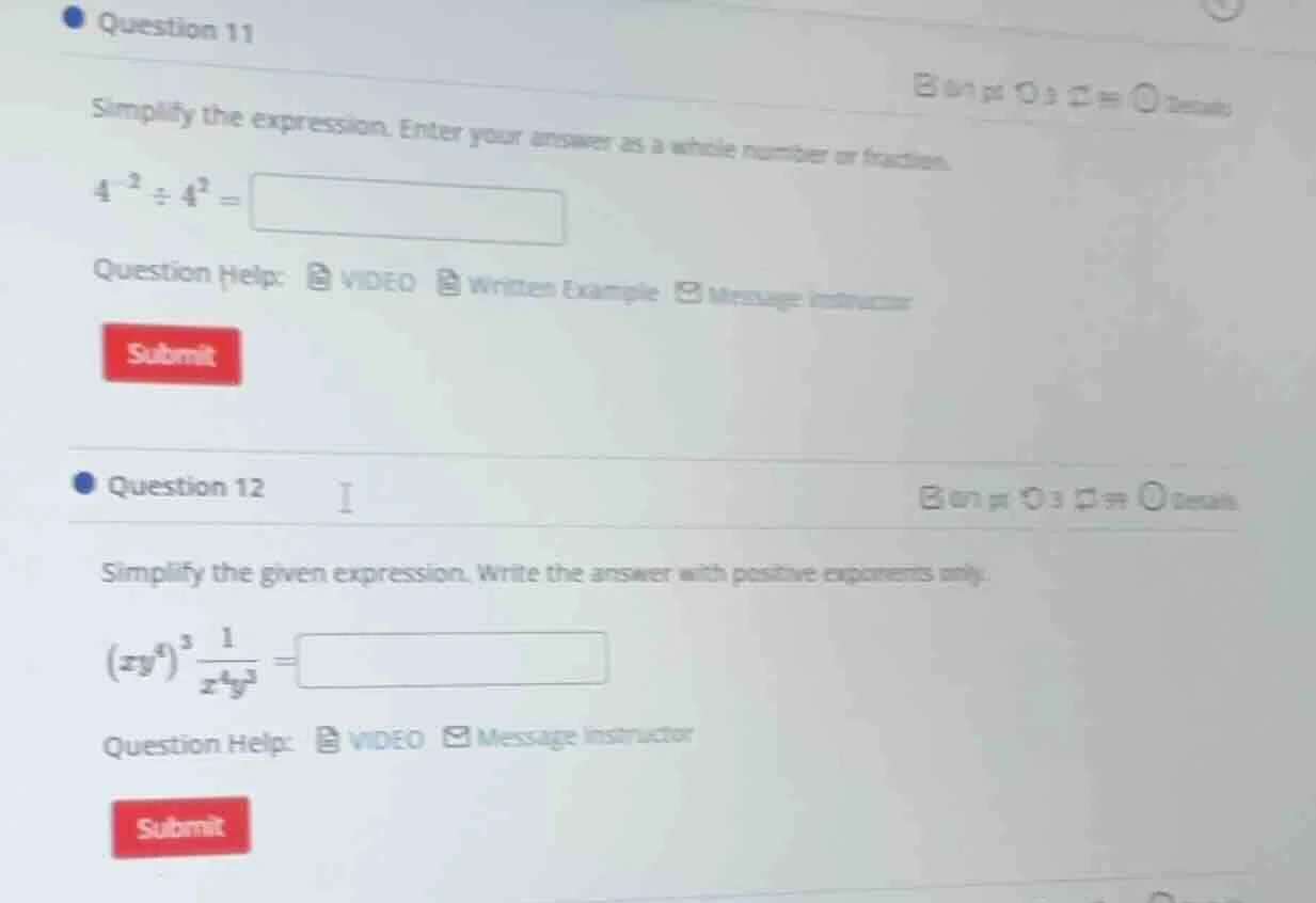 question 11 simplify the expression. enter your answer as a whole numbe…