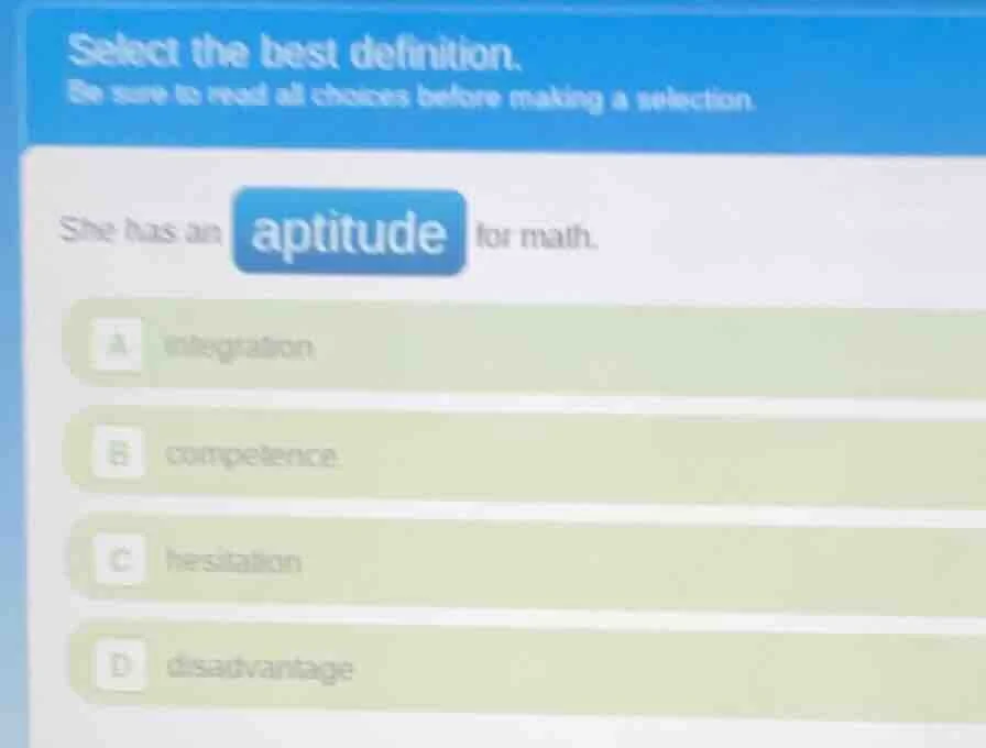 select the best definition. be sure to read all choices before making a…