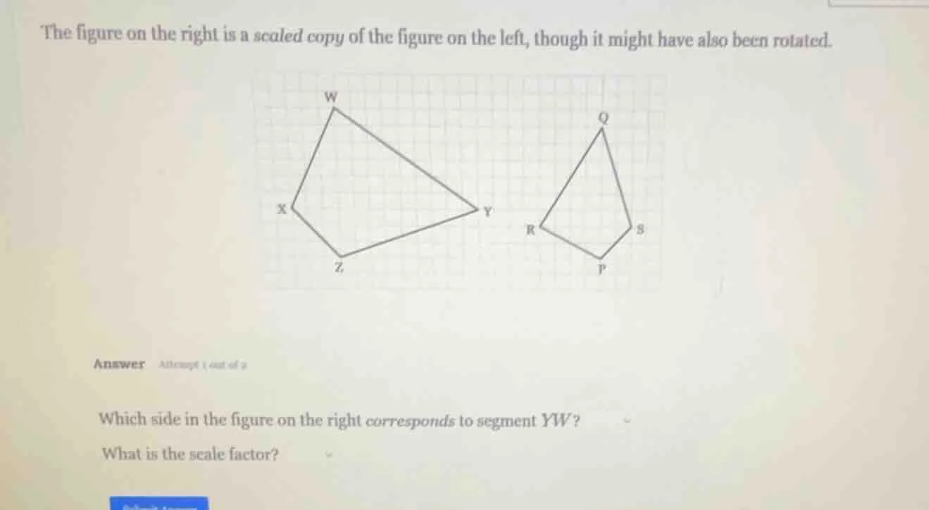 the figure on the right is a scaled copy of the figure on the left, tho…