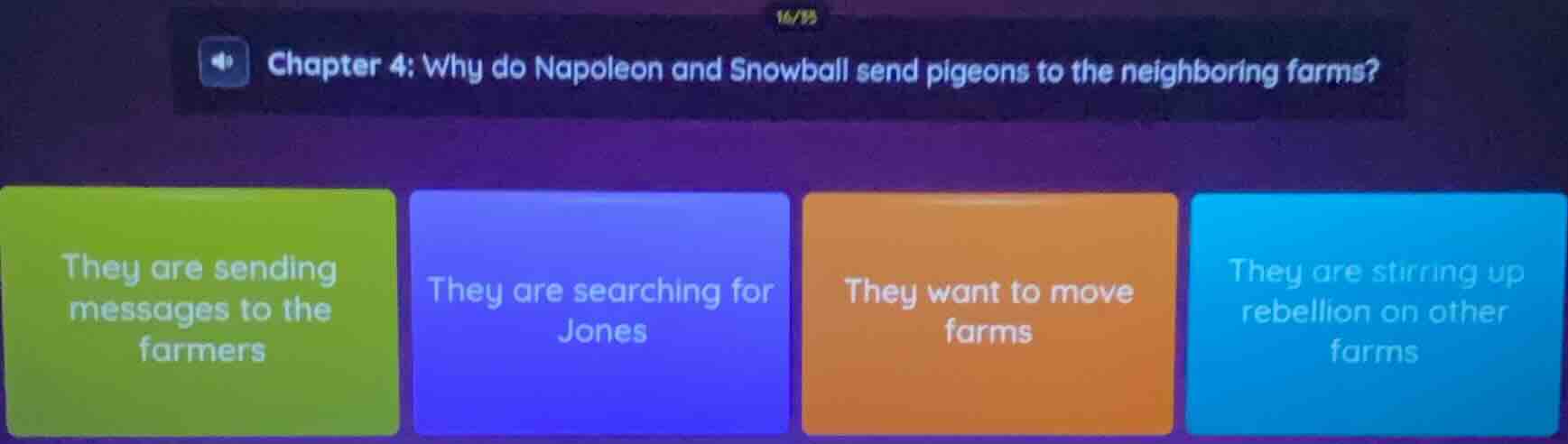 chapter 4: why do napoleon and snowball send pigeons to the neighboring…