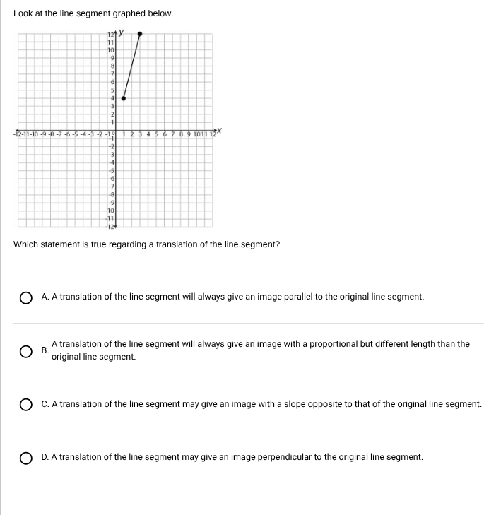 look at the line segment graphed below. graph of a line segment on a co…
