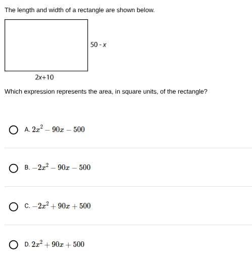 the length and width of a rectangle are shown below. rectangle with len…