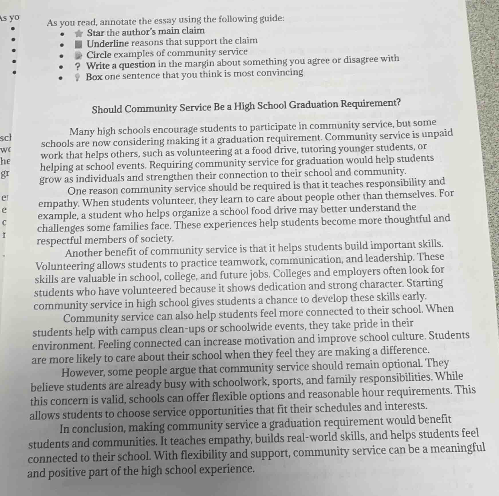 as you read, annotate the essay using the following guide: - ★ star the…