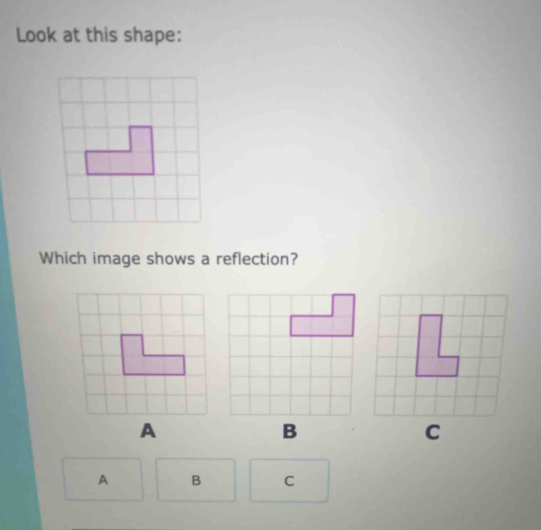 look at this shape: image of a purple l - shaped figure on a grid which…