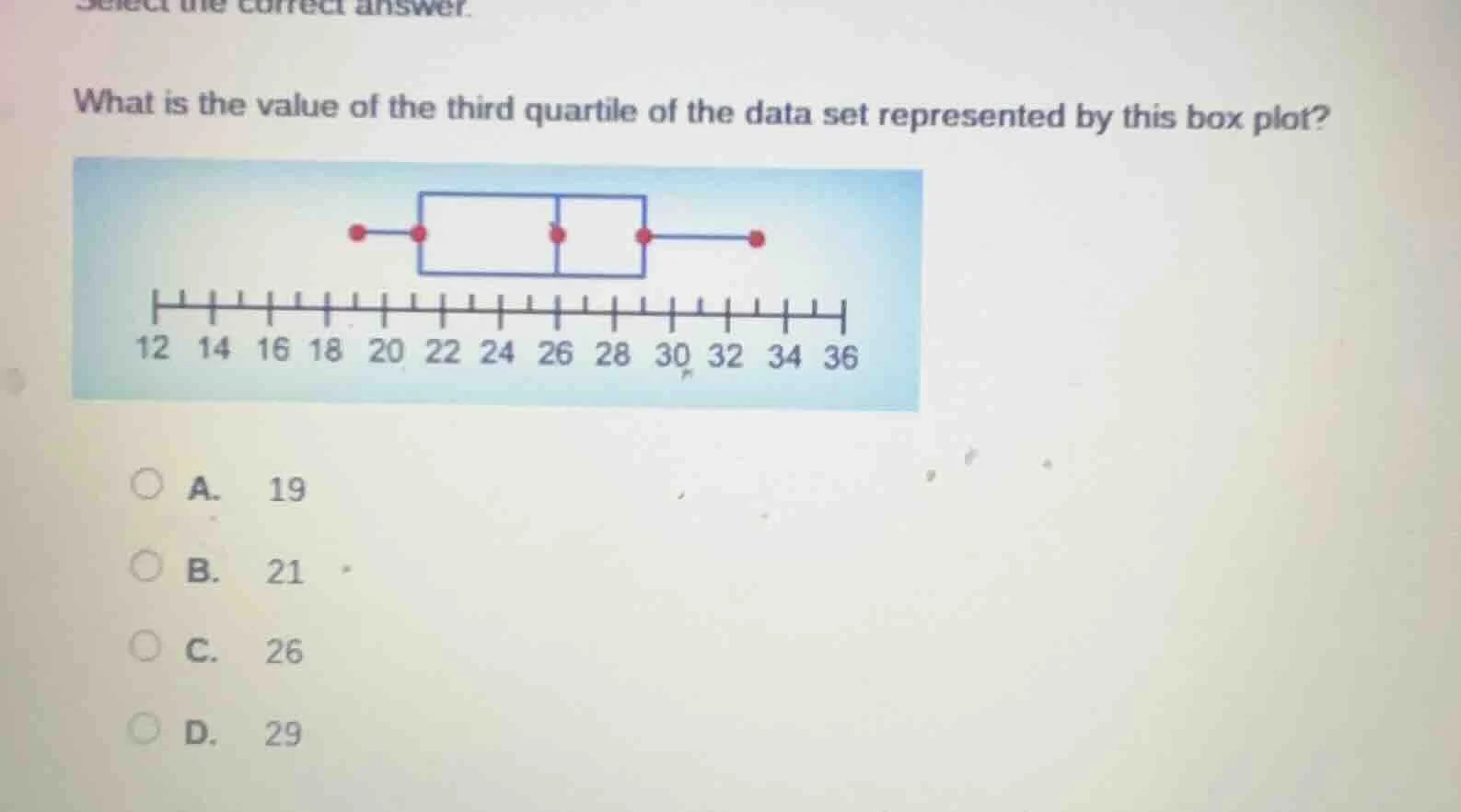 select the correct answer. what is the value of the third quartile of t…