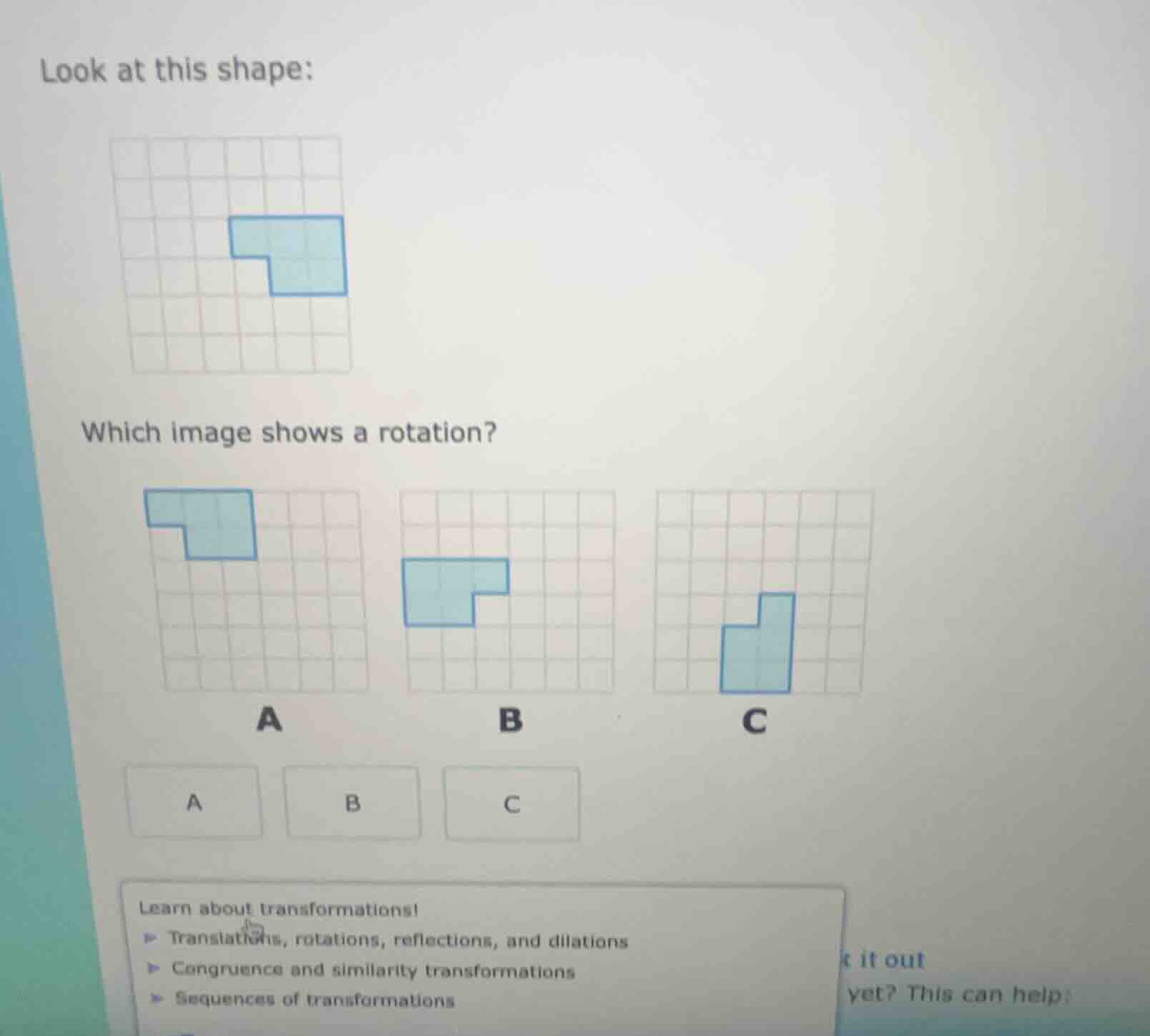 look at this shape: image of a blue l - shaped figure on a grid which i…