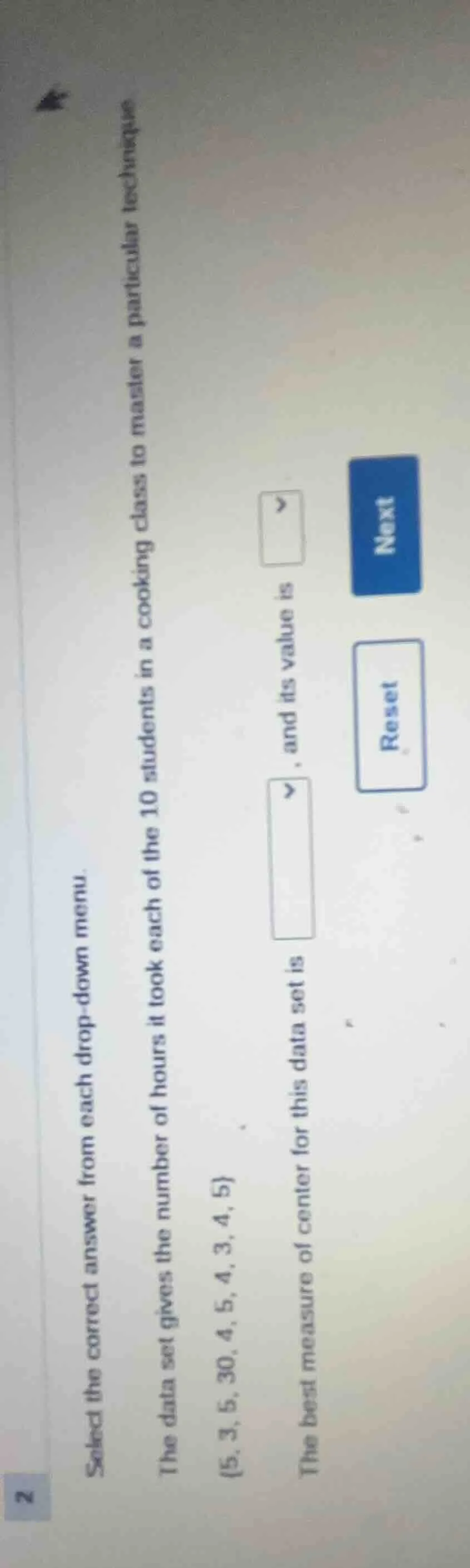 select the correct answer from each drop - down menu. the data set give…