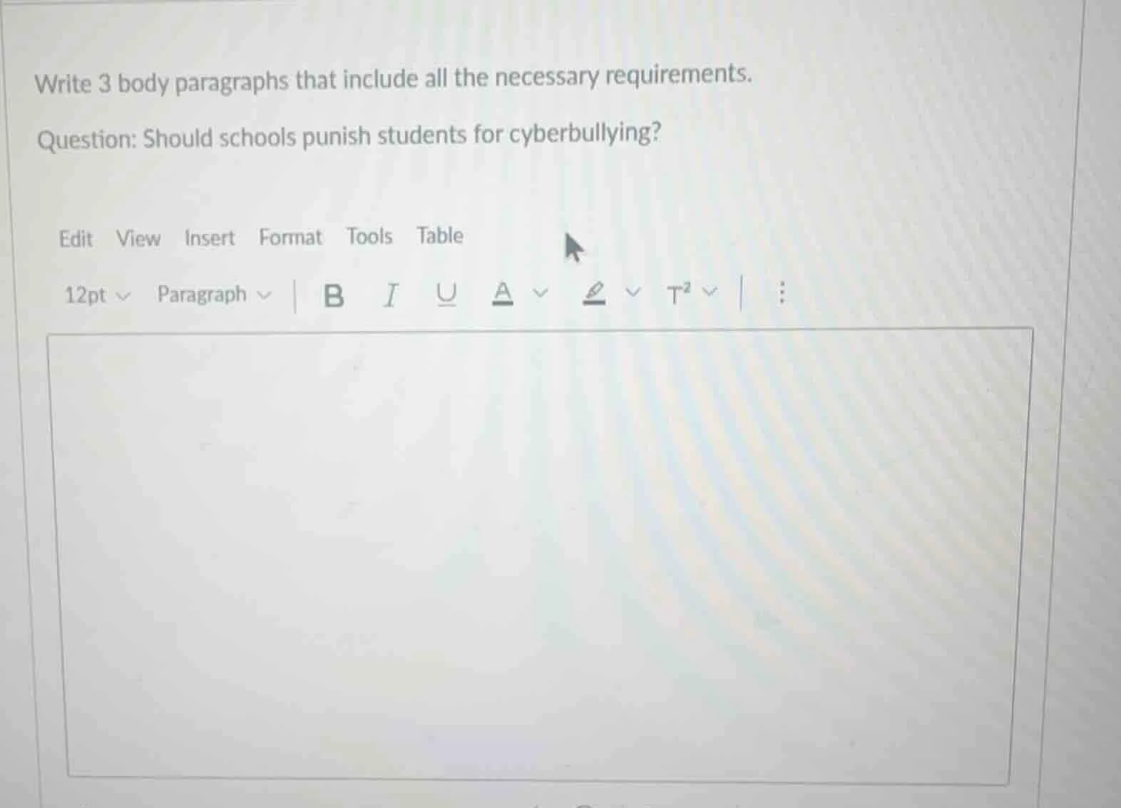 write 3 body paragraphs that include all the necessary requirements. qu…