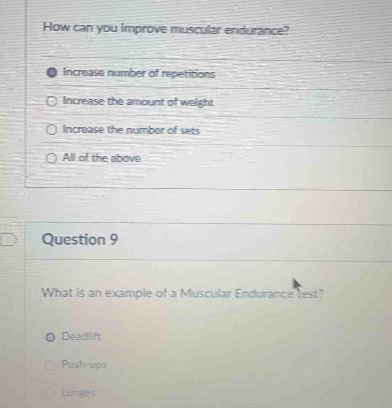 how can you improve muscular endurance? - increase number of repetition…