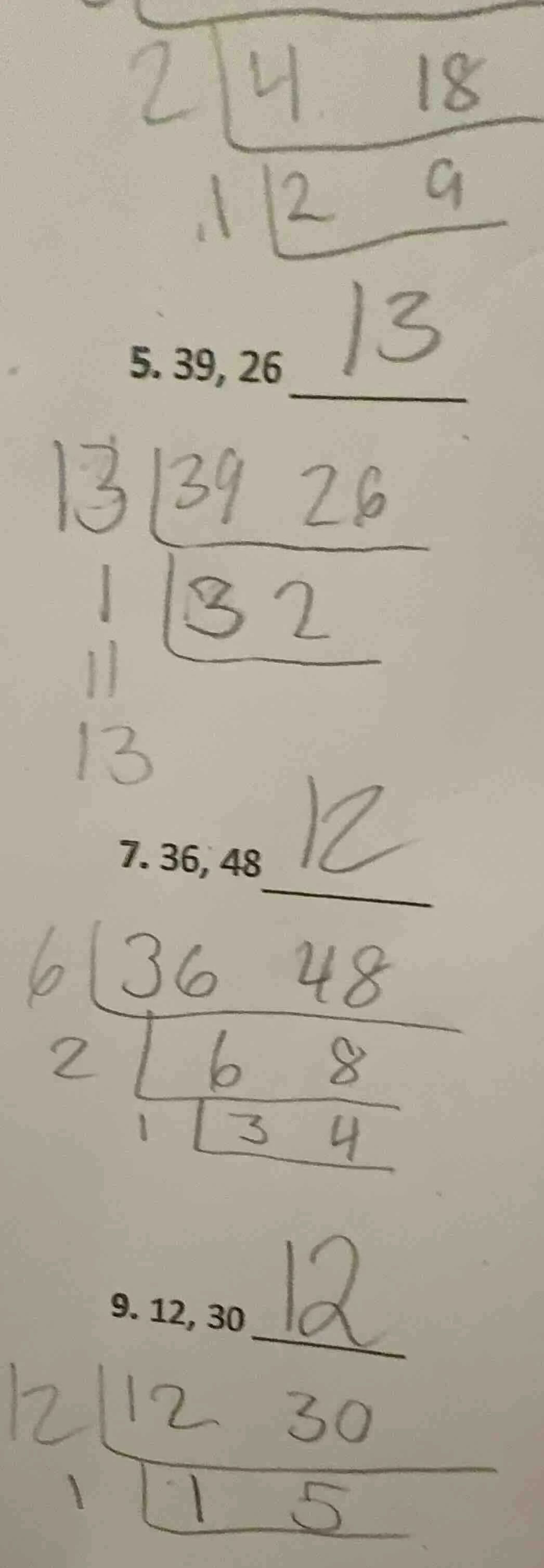 5. 39, 26 7. 36, 48 9. 12, 30