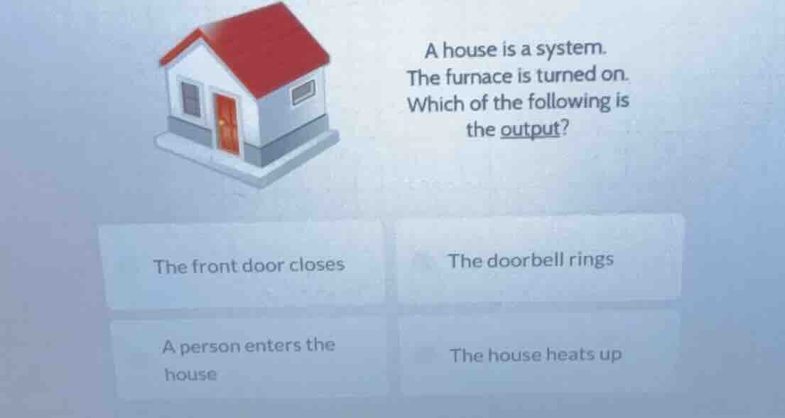 a house is a system. the furnace is turned on. which of the following i…