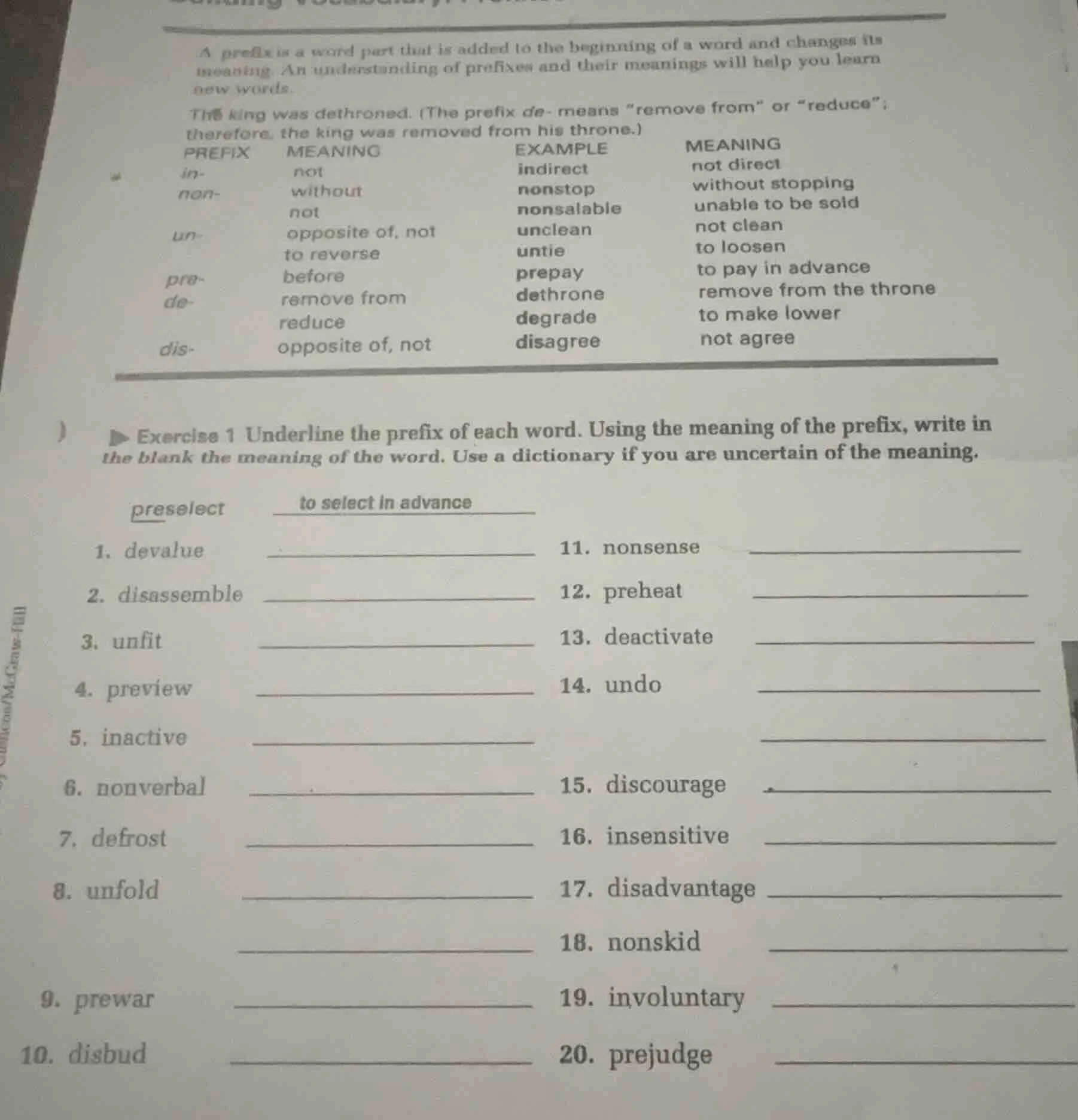 a prefix is a word part that is added to the beginning of a word and ch…