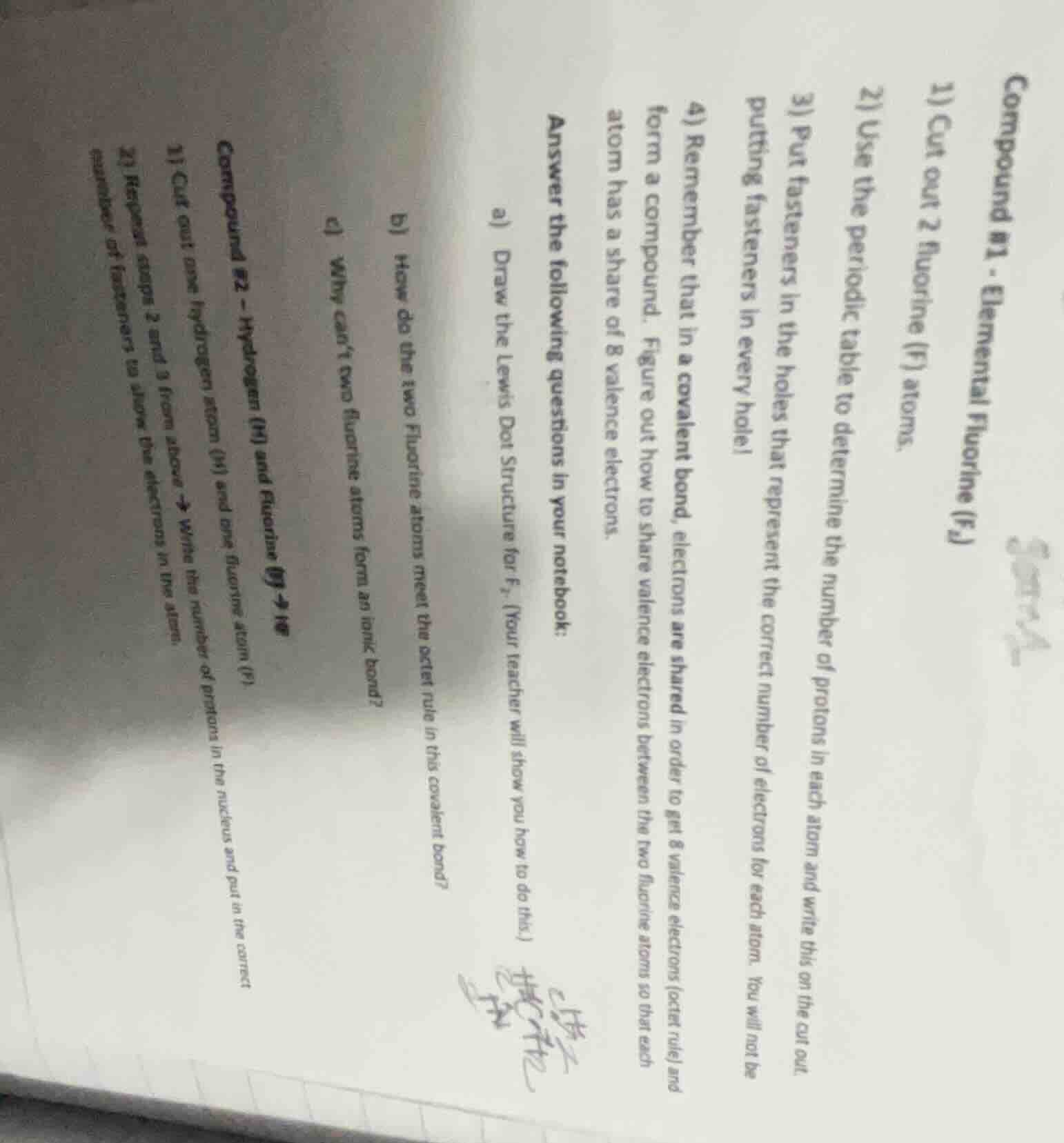 compound #1 - elemental fluorine (f₂) 1) cut out 2 fluorine (f) atoms. …