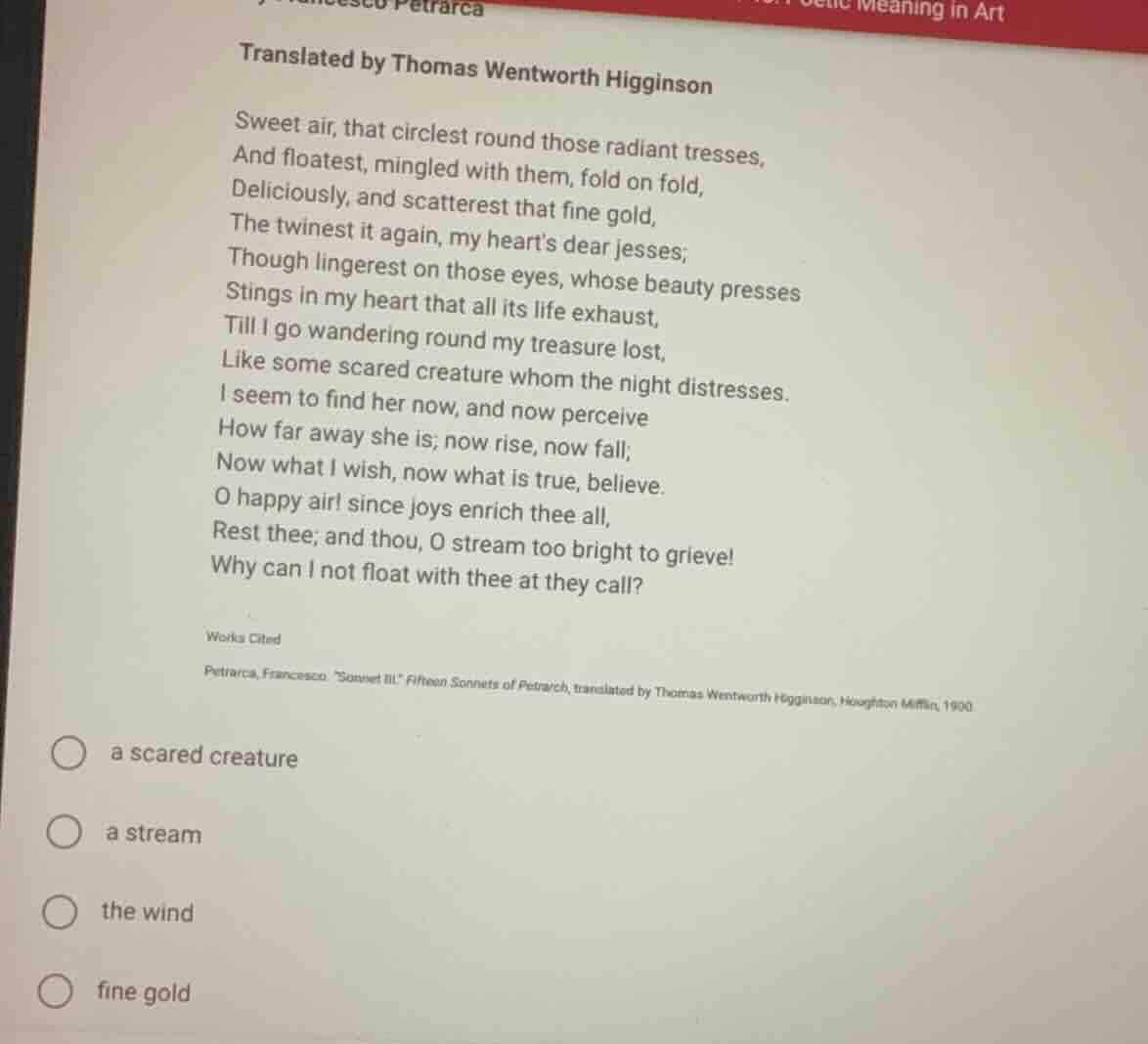 translated by thomas wentworth higginson sweet air, that circlest round…