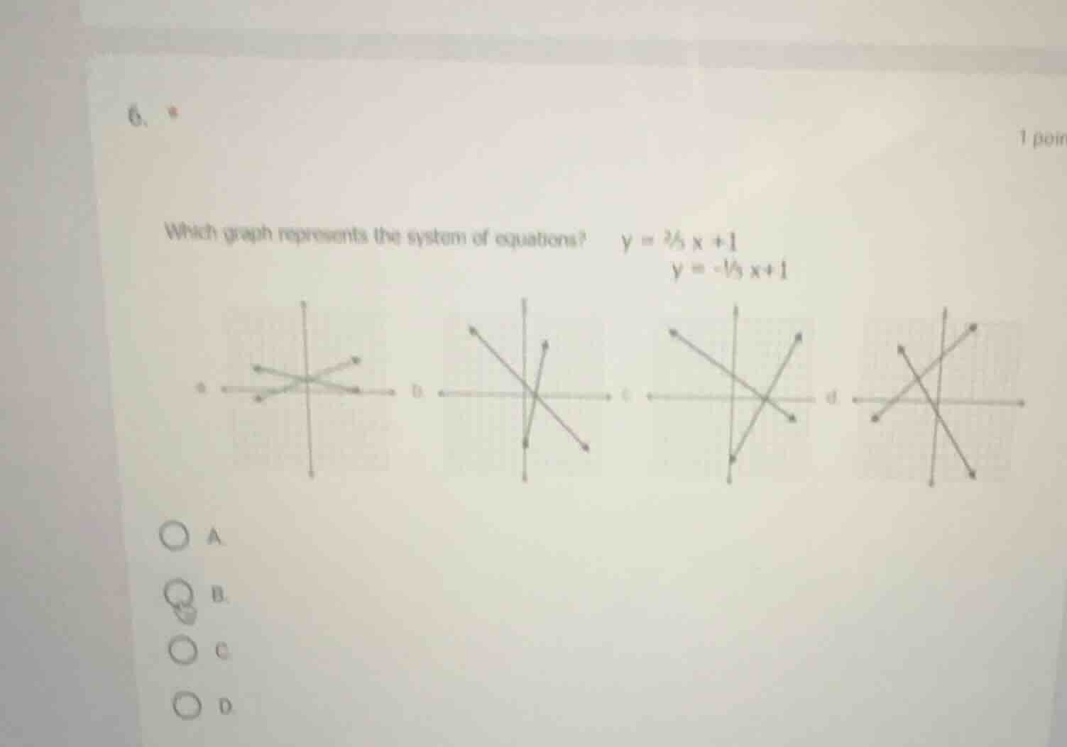 6. * which graph represents the system of equations? ( y = \frac{2}{3}x…