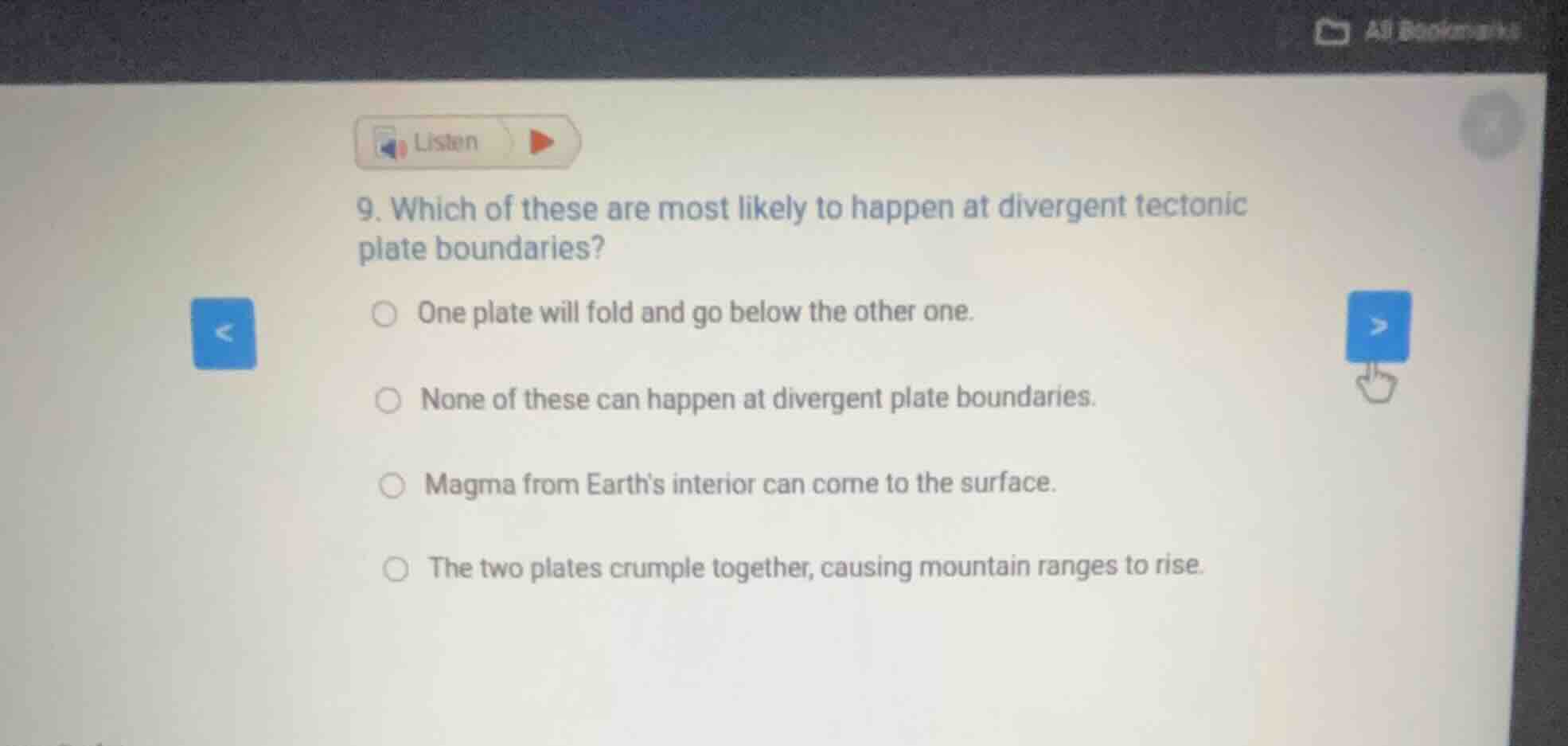 9. which of these are most likely to happen at divergent tectonic plate…
