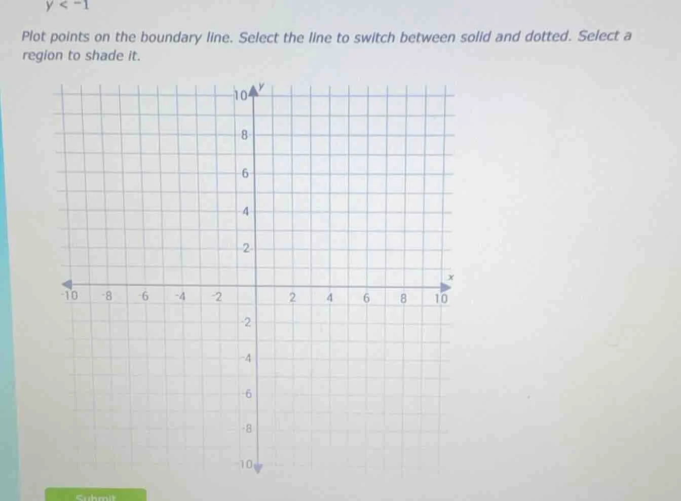 y < -1 plot points on the boundary line. select the line to switch betw…