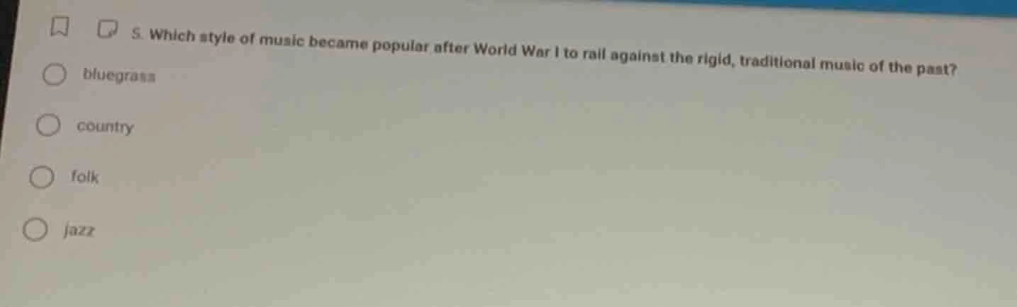 5. which style of music became popular after world war i to rail agains…
