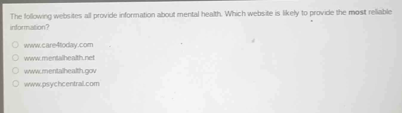 the following websites all provide information about mental health. whi…
