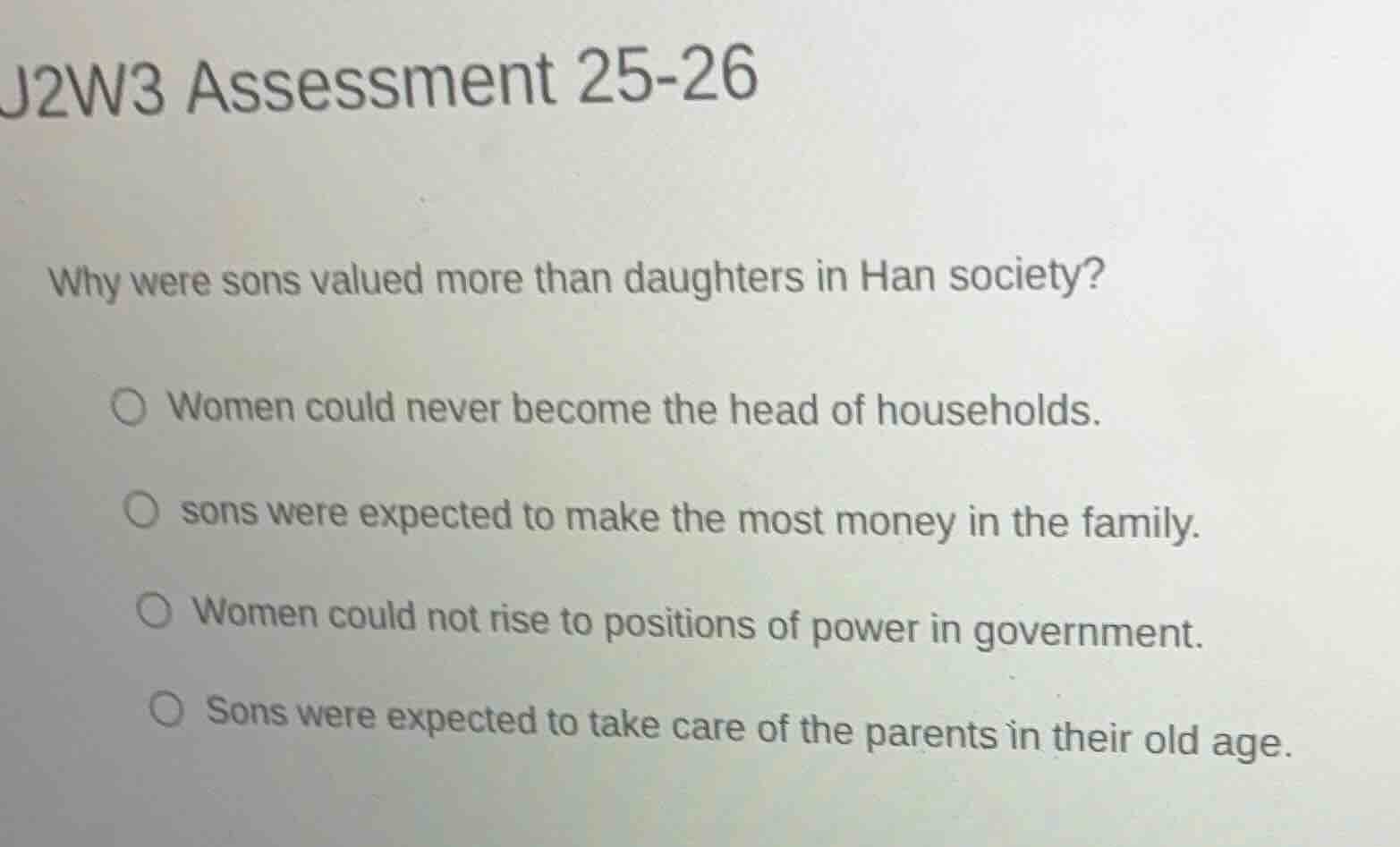 j2w3 assessment 25-26 why were sons valued more than daughters in han s…