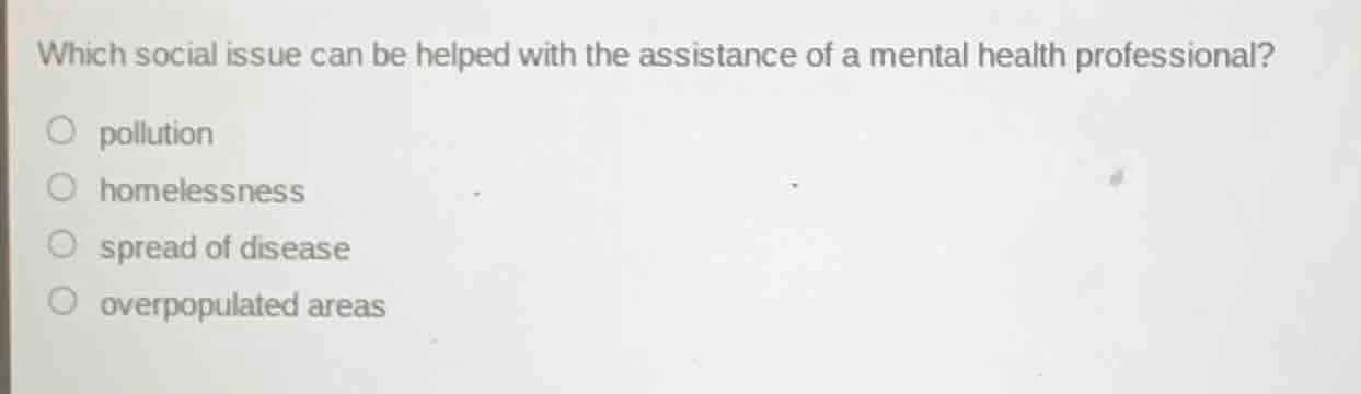which social issue can be helped with the assistance of a mental health…