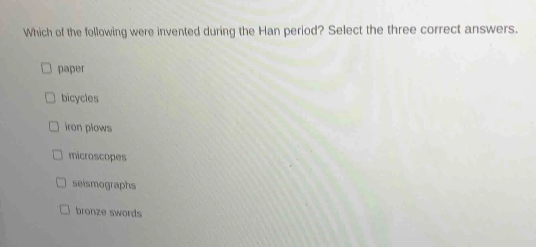 which of the following were invented during the han period? select the …
