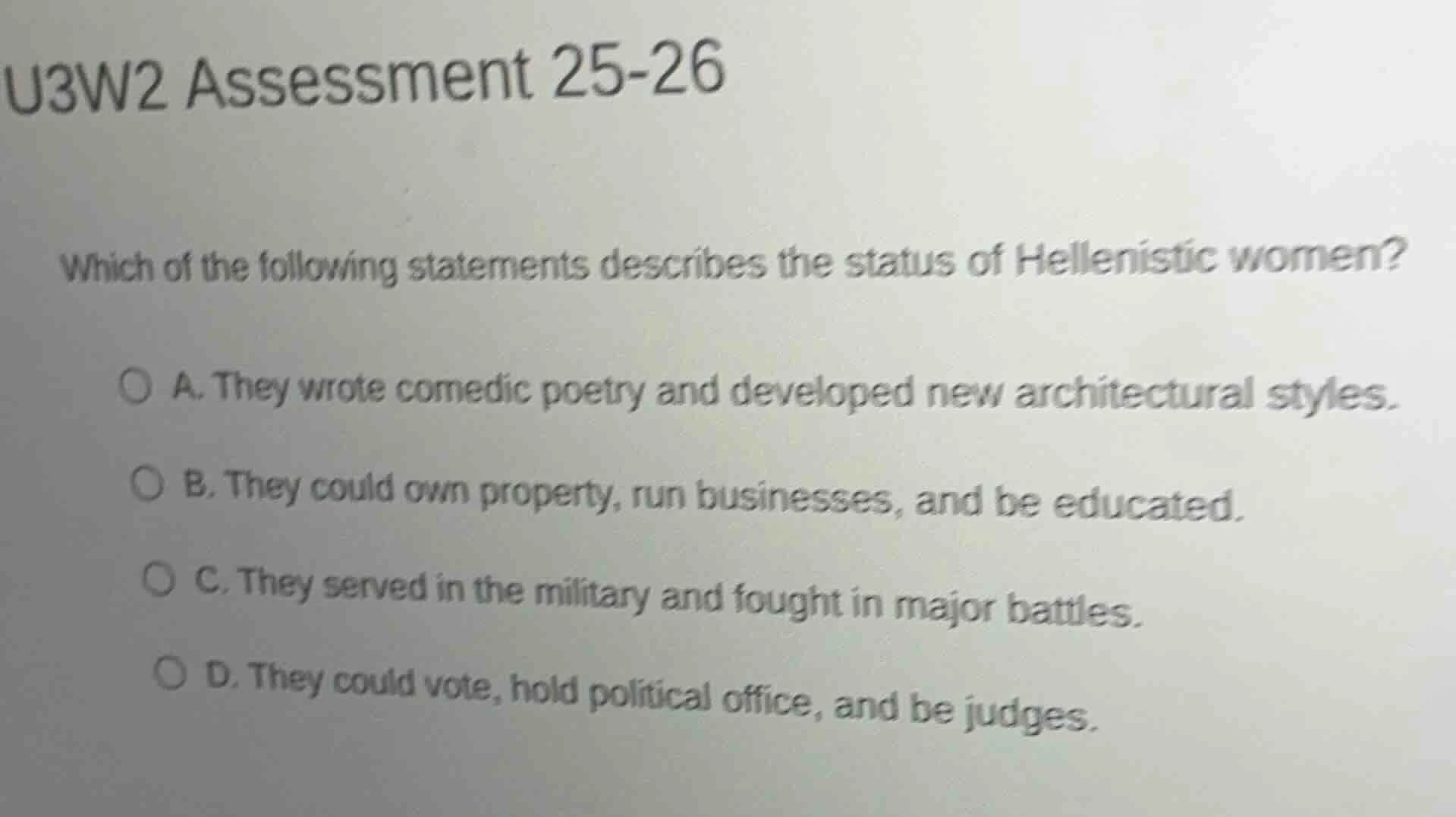 u3w2 assessment 25-26 which of the following statements describes the s…