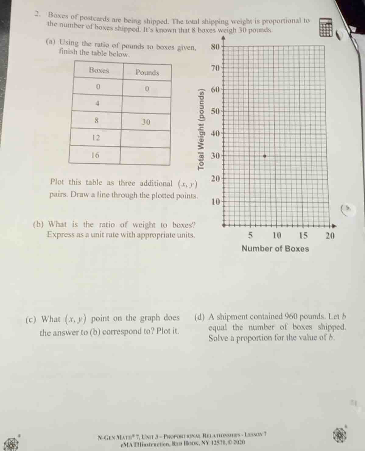 2. boxes of postcards are being shipped. the total shipping weight is p…