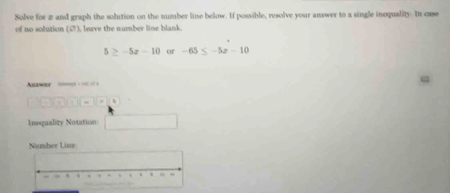 solve for x and graph the solution on the number line below. if possibl…