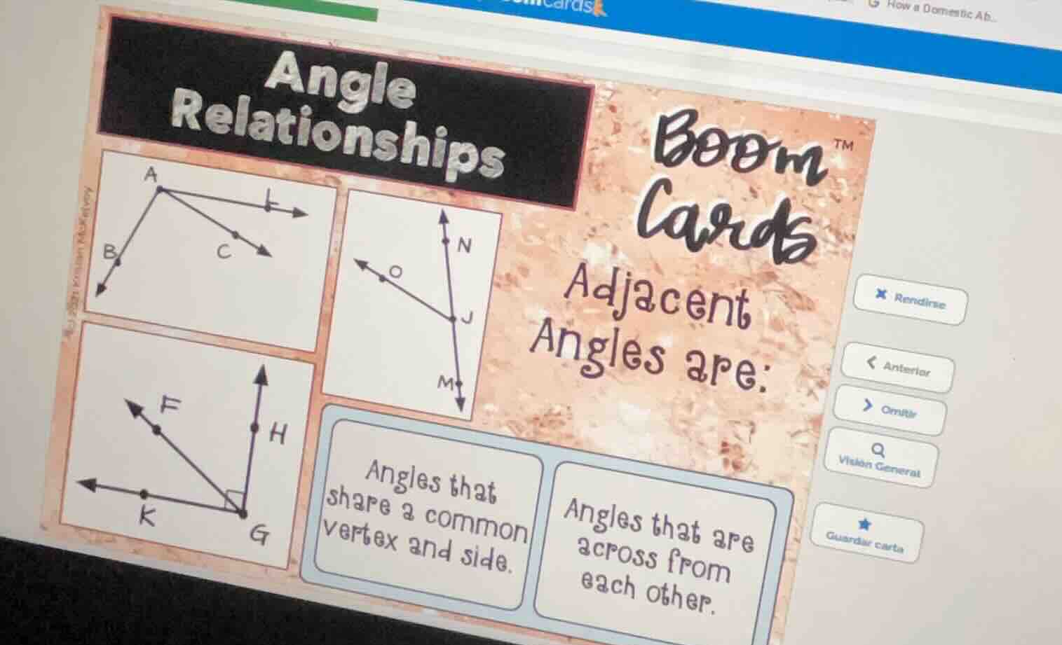 angle relationships boom cards adjacent angles are: angles that share a…